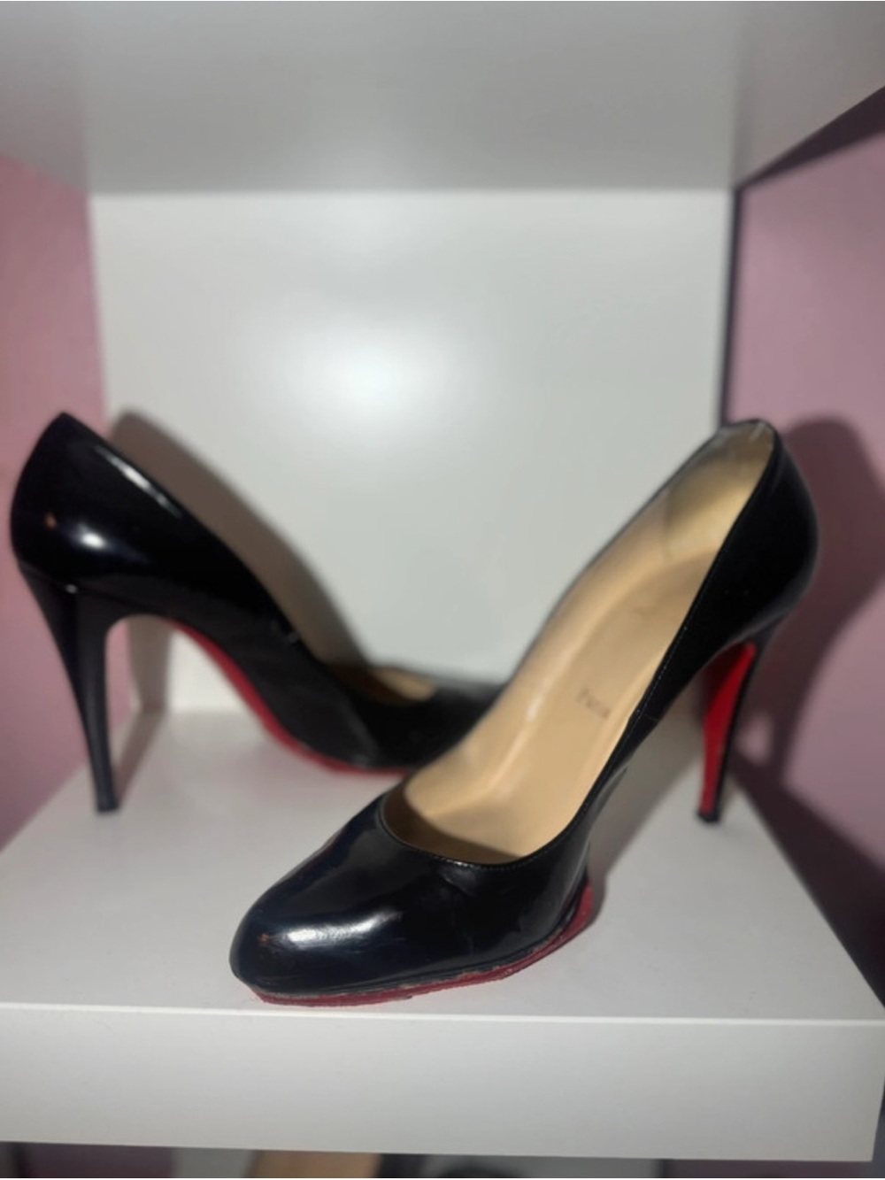 Christian Louboutin Black Patent Pumps with Signature Red Soles